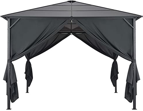 Festnight Pavillon 3x3m wasserabweisend UV Metall Gestell Partyzelt Gartenzelt inklusive Seitenwände Gartenpavillon-Schwarz-3×3 m