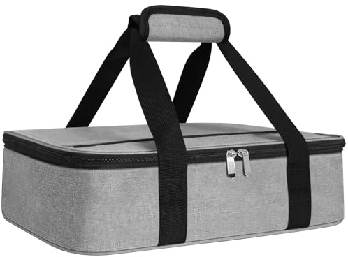 esouler Insulated Casserole Carrier Bag Hot & Cold Food Carrier Bag Lasagna Holder Lunch Bag for Picnics, Parties, Travel, Fits 9 x 13 Inches Casserole Dish-Grey