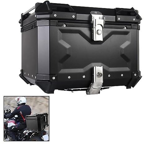 Motorradkoffer Wasserdicht Top Case Box Motorrad 45L 55L 65L 80L 100L Universal Rollerkoffer Helmkoffer Alu Topcase Roller Koffer Heckbox Mit Sicherheitsschloss,Für Scooter,Mofa,Quad ( Color : Black ,