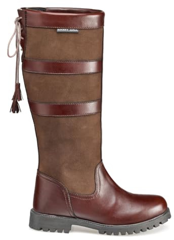 Harry Hall Denton Wide Calf Long Country Boots - Water-Resistant, Durable Leather and Elegant Suede Detailing - Ideal for Countryside Walks, Not Suitable for riding