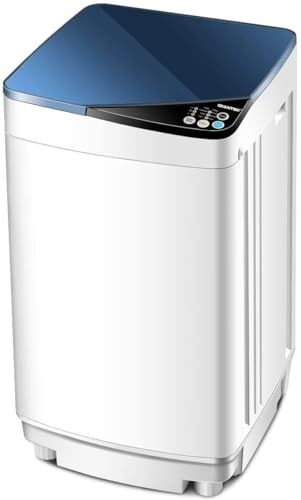 Waterjoy Portable Washing Machines, 7.7 lbs Load Capacity Portable Washer and Dryer Combo with Built-in Barrel Light & LED Display for Household and Apartment （Blue）