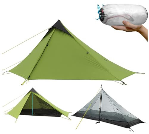 LIVEKOOQ Ultralight Waterproof Tent, Double-Layer Three-Season Backpacking Tent for 1-Person Camping, Kayaking, Climbing, Hiking, Weighing in at only 2 pounds for The Tent (Green)