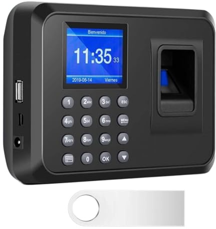 Diseleri Rilevatore Presenze con Impronta Digitale, Orologio per Dipendenti, Timbratura in Macchine per Piccole Imprese, per LCD 2,4, Check-in con Disco U da 8G, Tutto in italiano - Registratori