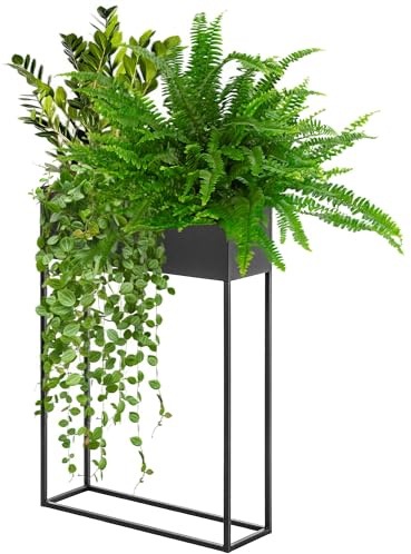 KADAX breiter Blumenkasten aus schwarzen Stahlstab, Blumenständer für Innen und Außen, Blumenbeet, Blumentopf, Blumenkübel, Blumenhalter (Höhe: 90 cm)