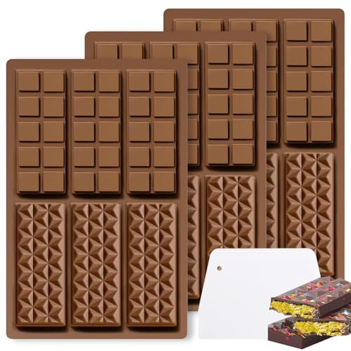 Yozexin 3 Pcs Chocolate Moulds, Silicone, Deep, Non-Stick, Reusable, DIY Baking Molds, for Chocolate Pralines