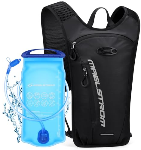 Maelstrom Hydration Backpack, Hiking Backpack with 2L Water Bladder, Running Hydration Vest for Cycling Hiking Rave for Men Women,Black