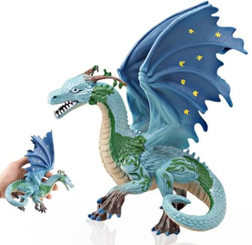 QWEPU Earth Dragons Figur,Fliegender Drache Dekorationsstücke, Erddrache Spielzeug Charakter, Westliche Mythologie Tiermodell Erddrache Kindergeburtstagsgeschenke（17 * 13 * 12.8CM ）