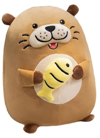 Cpoeof Peluche Loutre Coussin Doux - 30cm Ultra Doux Loutre Oreiller Peluche pour Enfants & Adultes, Cadeau Adorable pour Anniversaire Noël (Marron)