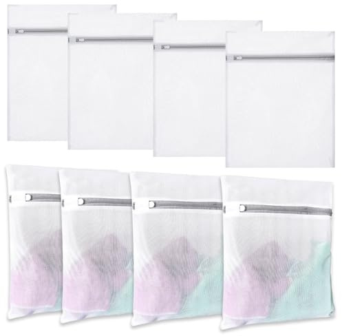 Xyvor 8 Pièces Filet Linge Machine à Laver 30 x 40 cm, Filet à Linge pour Machine à Laver, avec Fermeture Éclair Dissimulée, pour Vêtements Délicats, Lingerie, Chaussettes
