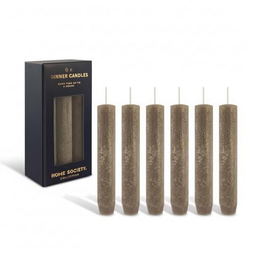 Stabkerzen 6er Set Taupe Sand 140 x 23 mm aus Pflanzenwachs