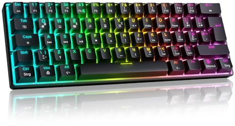 FREEWOLF Magic-Refiner Kabelgebundenes 60 % Gaming-Tastatur mit deutschem Layout, QWERTZ, Magnet-Schalter, 8K Hz, Ultra-Präzision 0,04mm RT (Schwarz)