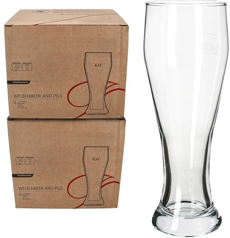 MamboCat Seppl - Set di 12 bicchieri da birra per bambini, 0,3 l, calibrati, 12 persone, piccolo bicchiere da birra bianca con forma sottile, grano lievito, casa, ristorante e casa