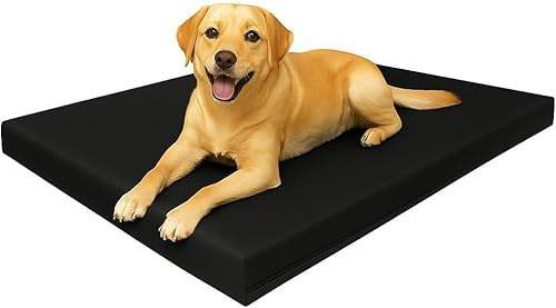 PARADISE STAR Dog Bed Waterproof & Washable Large Dog Pillow Bed 70x95x5cm With Removable Zip Cover Anti-Slip Soft Bonded Fibre Fill Pet Beds & Mattress Mat For Dogs Crate (Black)