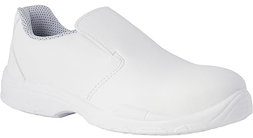 REPOSA Nurse - Scarpe da Lavoro Uomo e Donna con Puntale di Sicurezza in Composito, Scarpe Sanitarie Donna Uomo Chiuse senza Lacci, Scarpe Sanitarie e Cucina Comode Antiscivolo Antishock Antistatiche