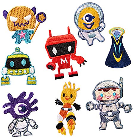 Woohome 8PCS Robot Iron On Patches Embroidered Motif Applique Sew on Embroidered Patches Applique Stickers for Kid’s Clothing Shoes Jacket Jeans Luggage
