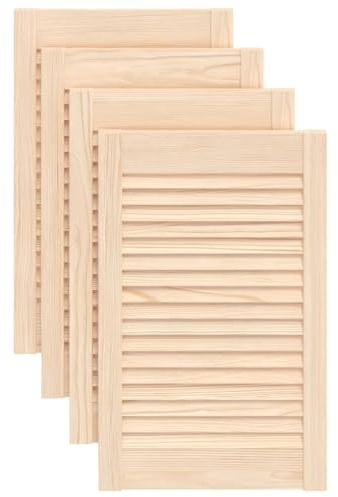 vidaXL 4X Madera Maciza de Pino Puertas Tipo Persiana con Celosía Rejilla Armario Tablillas Guardarropa Separador Decoración 61,5x39,4 cm