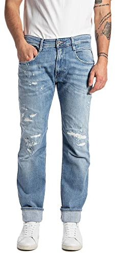 REPLAY Anbass Aged Jeans, 010 Azul Claro, 31W / 32L para Hombre