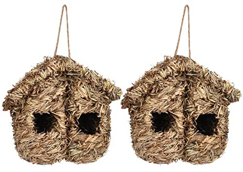 Nido per Uccellini da Esterno 2 Pezzi Nido per Uccelli Intrecciati Fatto a Mano Casetta per Uccelli da Appendere Nido Artificiale Uccelli per Piccoli Uccellini, Passeri e Colibrì