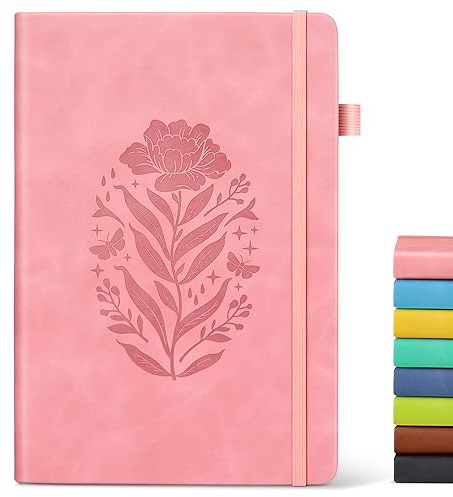 Lined Journal Notebook for Women, A5 Pink Hardcover Leather Journals for Writing, 200 Pages Thick Travel Daily Journal, College Ruled Notebook for Work School, Note Taking, Business 5.75'' X 8.38''