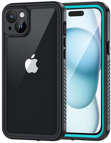 Lanhiem für iPhone 15 Hülle, IP68 Wasserdicht Handyhülle iPhone 15 Case 360 Grad Ganzkörper Schutzhülle, Stoßfest Staubdicht Outdoor Panzerhülle mit Eingebautem Displayschutz, Blau