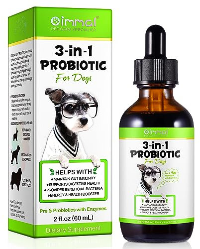 Probiotico per Cani, Gocce di Probiotici 3 in 1 per Cani per Alleviare la Diarrea, Sostenere la Salute dell'intestino, Prurito della pelle e Dell Immunità, Supplemento Digestivo per Cani - 60ml