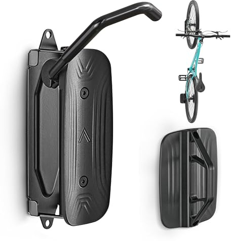 monTEK Schwenkbare Fahrrad Wandhalterung, Fahrradständer für die Garage, Fahrradhalterung Wand, platzsparender Wandfahrradständer, Vertikaler Fahrradständer, Hält bis zu 30 kg, Schwarz