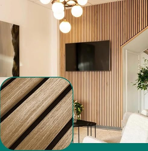 Luxury Acoustic Wall Slatted 3D Wood Veneer Panels WondaWall 240cm x 60cm - Natural Oak