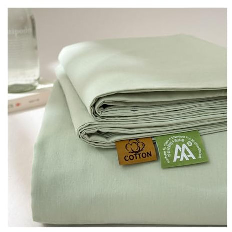 Bettlaken ohne Gummizug Betttuch Haustuch Flaches Laken Weich 100% Gewaschener Baumwolle ohne Gummizug Bequem und Atmungsaktiv(Mint Green,160x230cm)