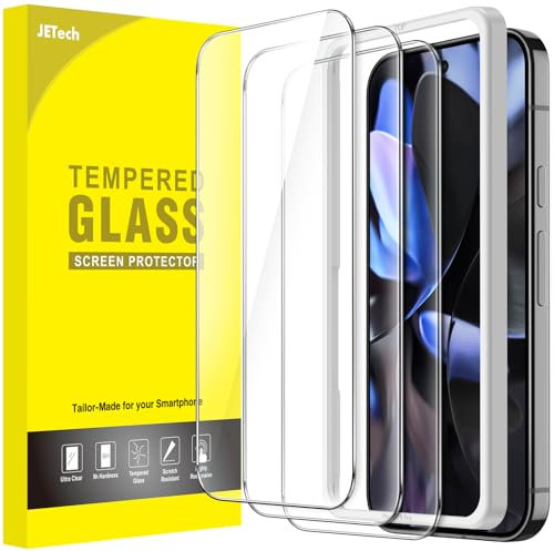JETech Screen Protector for Google Pixel 10/10 Pro / 9/9 Pro, Tempered Glass Film with Easy Installation Tool, Fingerprint Compatible, HD Clear, 3-Pack