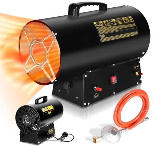 Vigevee Riscaldatore a gas da 30 KW, ventola di riscaldamento a gas, protezione da surriscaldamento, riscaldamento a gas con regolatore di pressione, ventola di riscaldamento per ponti stradali,