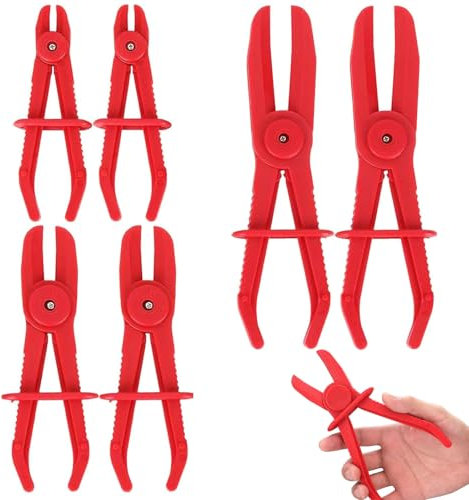 Pinze per Tubi in Nylon, Set di Pinze per Tubi Flessibili 6 Pezzi, Pinze per Tubi Flessibili 3 Dimensioni, Pinze di Bloccaggio con Anello di Bloccaggio, Per Tubi Flessibili, Tubi Carburante, Rosso