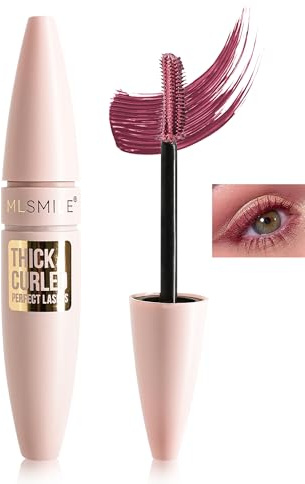 Burgundy Mascara für Volumen und Länge, Wimperntusche Wasserfest, Fiber Colored Mascara Langlebig Klumpenfrei, Wischfest, Extra Lange Wimpern, Voluminös und Definition, Geschenke für Frauen-04