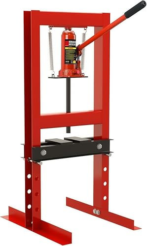 WUDLEP Pressa idraulica da 6 tonnellate, pressa idraulica da officina, altezza di lavoro regolabile, installare cuscinetti e giunti a U, pressa per officina e garage