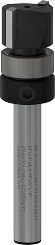 Bosch 1x PRO fräs med överliggande styrkullager (för barrträ, lövträ, Ø 12,7 mm, professionella tillbehör handfräs, trimrouter)