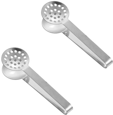 2 Pezzi Pinza Pressa-Bustine Tè in Acciaio Inox con Presa Antiscivolo, Mini Clip per Sostegno Colino, Accessorio Cucina Bar Ideale per Cottura e Utilizzo