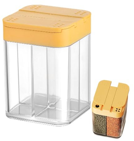 Shaker per sale, pepe e condimenti, saliera, contenitore portatile per condimenti, trasparente, , a tenuta stagna, per cucina, picnic, barbecue all'aperto, viaggi, campeggio