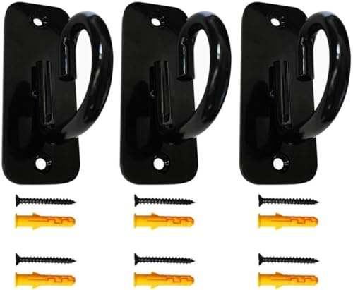 Generisch Wall Mounting Anchors, Made of High Tension Resistant Materials, Workout Hooks for Strength Training, Black Ceiling Hooks for Gym, Pack of 3