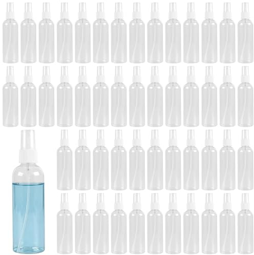 LEXININ 50 Pcs 100ml Mini Clear Plastic Spray Bottles, Small Fine Mist Empty Spray Bottles for Cleaning, Travel