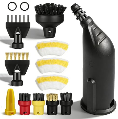 14 stycken för Kärcher ångtvätt tillbehör EasyFix SC1 SC2 SC3 SC4 SC5, handmunstycke reservdelar set, rund borste, fogborste, mikrofiberduk, ångtvätt tillbehör kompatibla med Kärcher