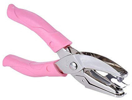 Pinza perforatrice di metallo per carta, per biglietti d'auguri, scrapbooking, appunti, con manico di colore rosa Herzform