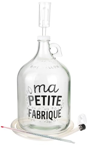 COOK CONCEPT - KV7224 Kit de Fabrication de Bière - Bonbonne en Verre - Bouchon Percé - Thermomètre - Recette Incluse - Conçu pour Bière Maison - 17 x 17 x 29,50 cm - Couleur Transparent