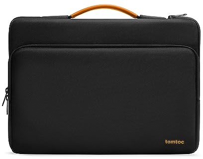tomtoc 360° Laptoptasche für 16-Zoll MacBook Pro M4/M3/M2/M1 Pro/Max (2024-2019), Wasserabweisend Notebooktasche Passt ASUS Vivobook 15/16, Dell Inspiron 15, Laptophülle für Tägliches Pendeln, Schwarz