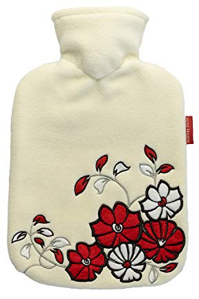Hugo Frosch Wärmflasche Klassik 1,8 l mit Fleecebezug creme Blumenornament
