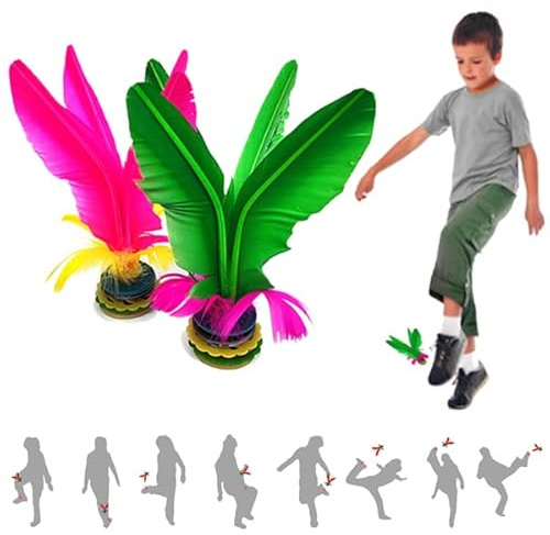 Jastown Kick Shuttlecock,Jianzi Chino,pie Shuttlecock,Fútbol de Plumas montado,Colorido Pluma Kicking Shuttlecock para Foot Exercise Sports Game，Kick Bola de Pluma Libre o en Interiores,2 pc (GP)