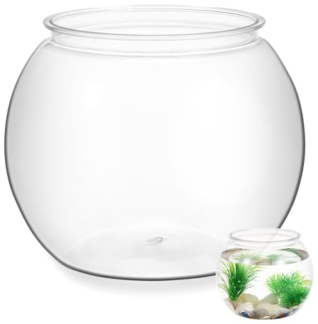 UKCOCO Bocal à Poissons: Ronde Aquariophilie Plastique Aquarium De Bureau Transparent pour Animal De Compagnie Petit Bocal À Poisson pour Poisson Rouge Betta