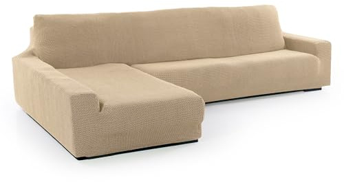 SOFASKINS® super elastischer Chaise Longue überzug, Sofabezug Linke Lange Armlehne, Sofa überzug atmungsaktiv, bequem und langlebig, Kompatible Abmessungen des Sofas (210-340 cm), Farbe beig