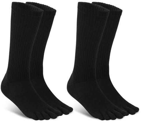 likloks Toe Socks for Men Women - Athletic Running Hiking Five finger Boot Socks with Cushioned & Arch Support, Large (2 Pairs)