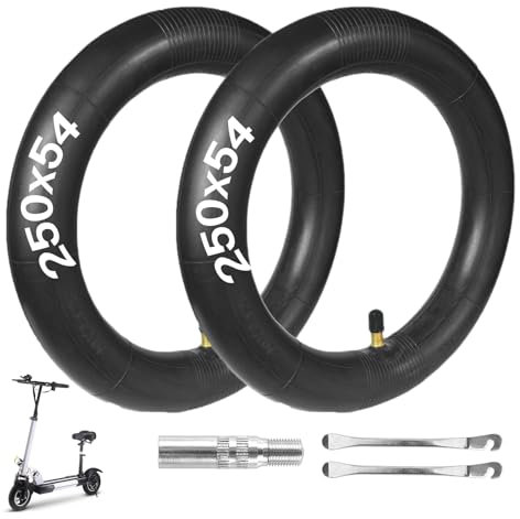 2 stycken 250 x 54 E scooterslang, 10 tums skoterdäck, för Xiaomi 4, Xiaomi 4 Pro elscooter, [förtjockad] [ventilförlängning] [däcklyft]