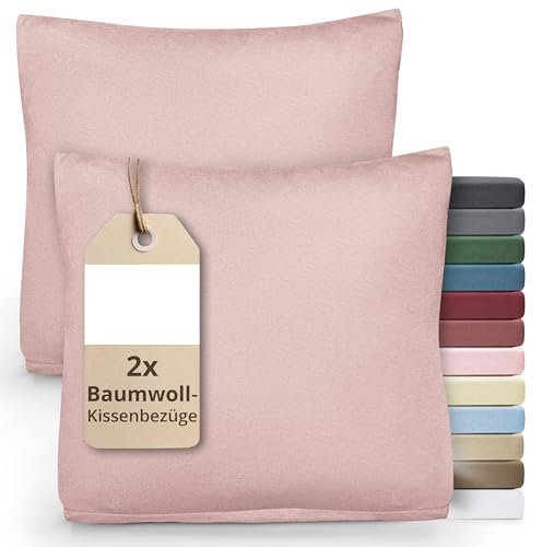 Greenline Kissenbezug Premium Jersey aus 100% Baumwolle Rosa Doppelpack (2X) 50 x 50 cm Kissenhülle Kissenbezüge