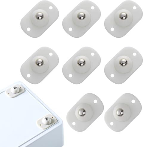 Self Adhesive Mini Caster Wheels, Ball Casters for Kitchen Appliance, 360° Swivel Universal Wheel Roller Castors, Sticky Pulley for DIY, Trash Can, Storage Box, Small Appliance (8, White)